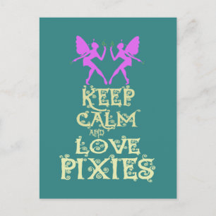 Carte Postale Conserver le calme et l'amour Pixies art design