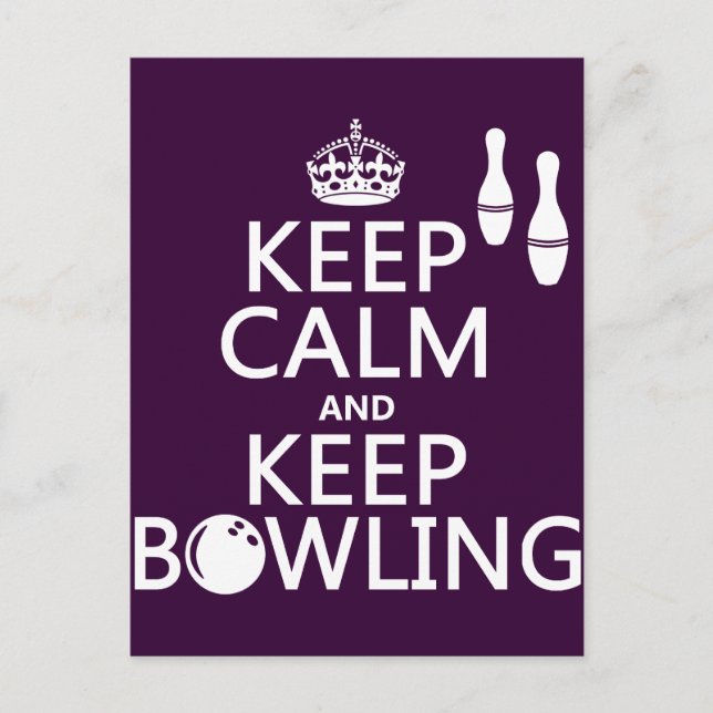 Carte Postale Conserver le calme et le Bowling - toutes les coul (Devant)