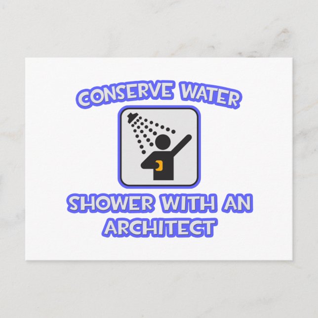 Carte Postale Conserver l'eau .. Douche avec architecte (Devant)