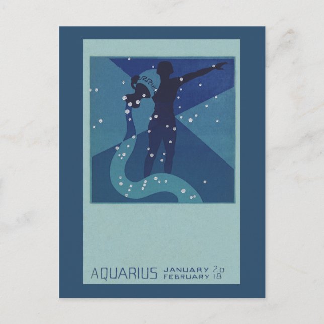 Carte Postale Constellation Aquarius, Astrologie Vintage Zodiaqu (Devant)