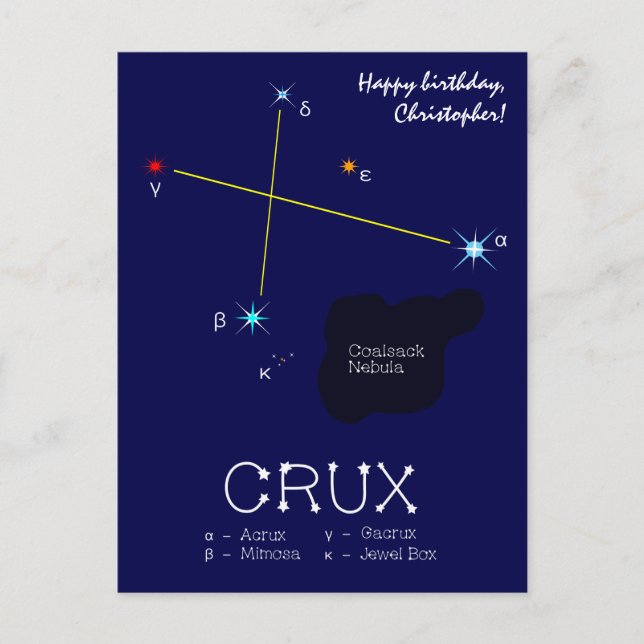 Carte Postale Constellation australe Crux (Devant)