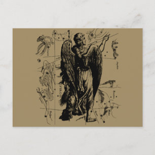 Carte Postale Constellation de la Vierge style gravure Hevelius
