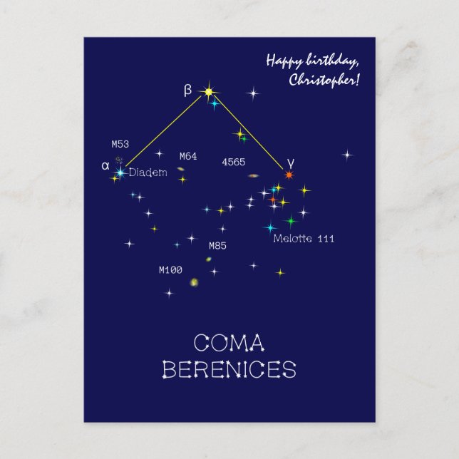 Carte Postale Constellation de l'hémisphère nord Coma Berenices (Devant)