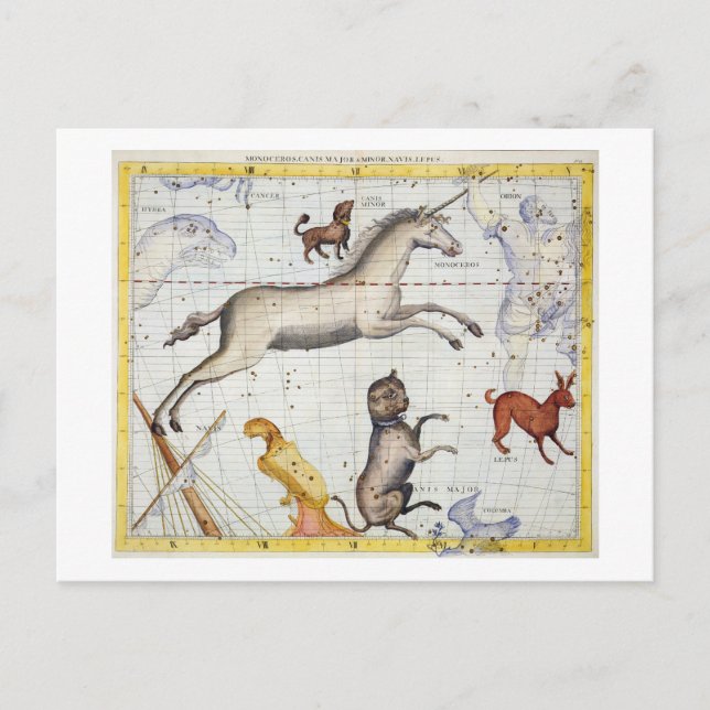 Carte Postale Constellation de Monoceros avec Canis Major et Mi (Devant)