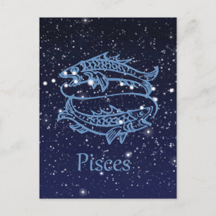 Carte Postale Constellation des Poissons et signe du zodiaque av