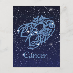 Carte Postale Constellation du cancer et signe zodiaque avec éto