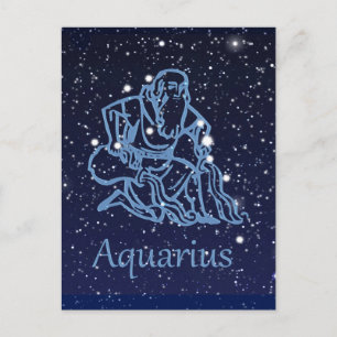 Carte Postale Constellation du Verseau et signe du zodiaque avec