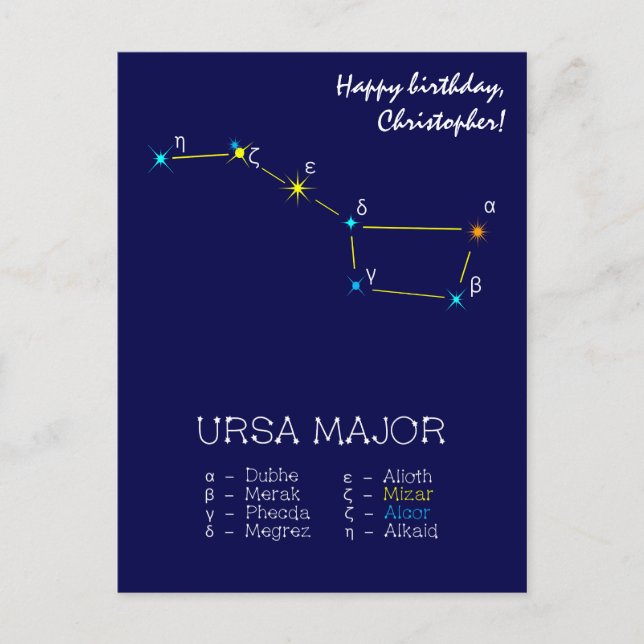 Carte Postale Constellation Ursa major (Devant)