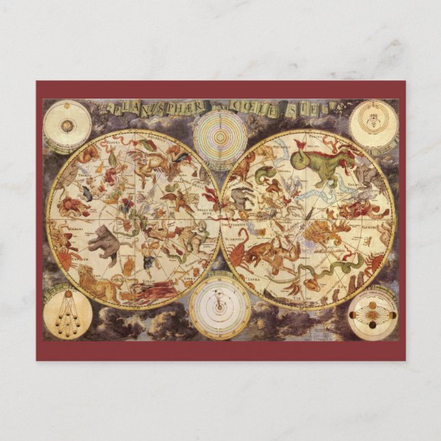 Carte Postale Constellations d'astronomie vintage, Frederik de W (Devant)