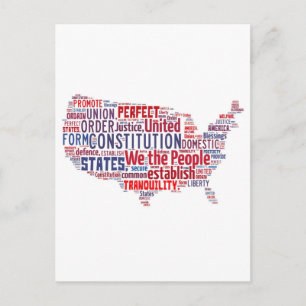 Carte Postale Constitution des États-Unis en forme de USA