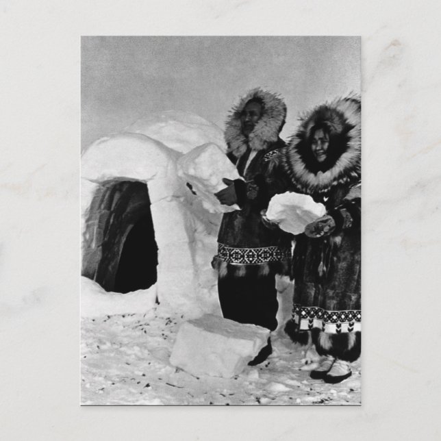 Carte Postale Constructeurs d'igloos Vintage USA Alaska (Devant)