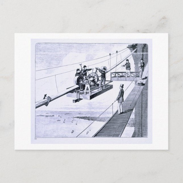 Carte Postale Construction du pont Brooklyn, New York (litho) (Devant)
