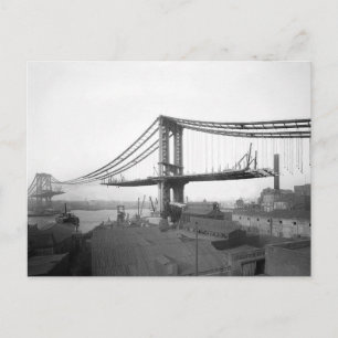 Carte Postale Construction du pont de Manhattan, 1909