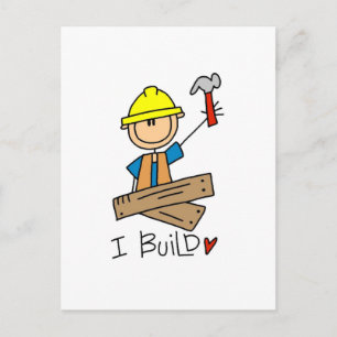 Carte Postale Construction Je construis des T-shirts et des cade