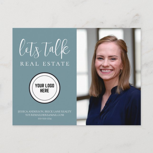 Carte Postale Contact Turquoise professionnel Info photo Immobil (Devant)