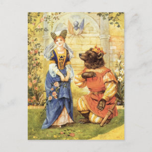 Carte Postale Conte de fée vintage, beauté et bête