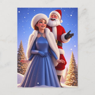 Carte Postale ❄️ Conte de Noël festif avec le Père Noël et la Fé