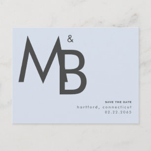 Carte Postale Contemporain Monogramme Bleu Poussiéreux Enregistr