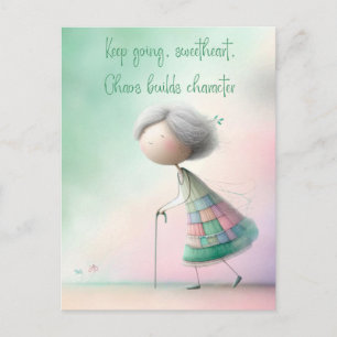 Carte Postale Continuez Chérie Citation Inspirante Mignon Gra