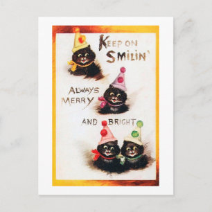 Carte Postale Continuez sur Smilin, Chat noir, Louis Wain