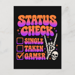 Carte Postale Contrôle de statut humour de gamer pour les fans d