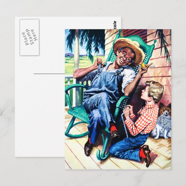 Carte Postale Conversation avec Papa Vintage Art (Devant / Derrière)