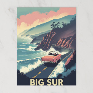 Carte Postale Convertible Retro Big Sur Coastal Drive