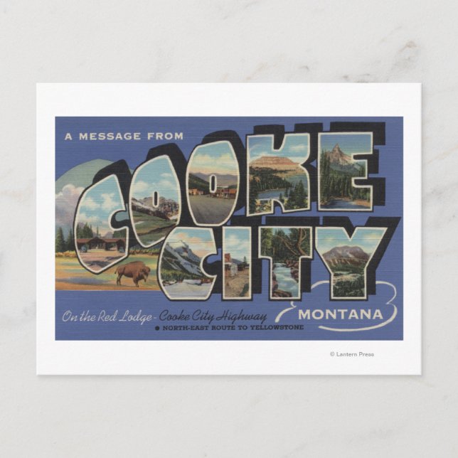 Carte Postale Cooke City, Montana - Scènes de grandes lettres (Devant)