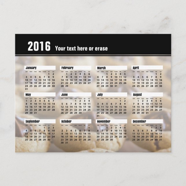 Carte Postale Cookie Calendar Postcard 2016 (Devant)