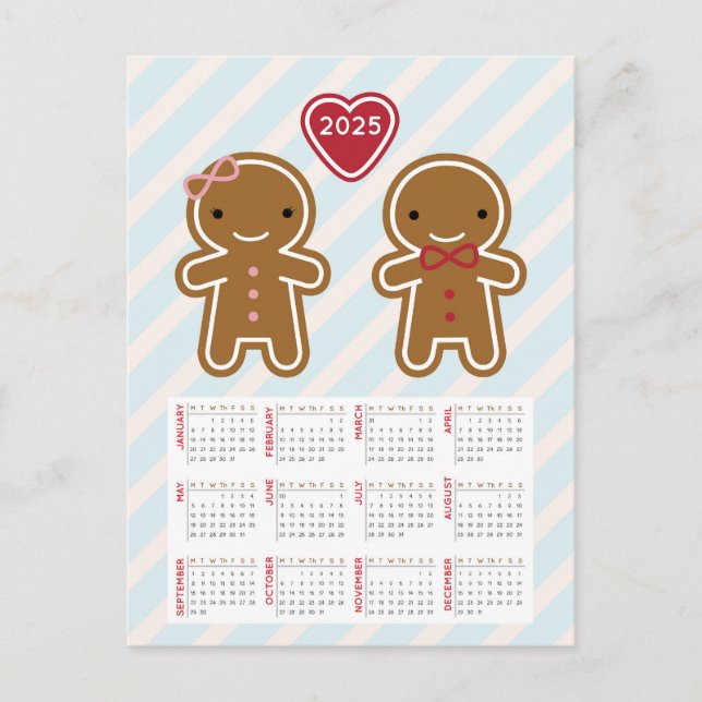Carte Postale Cookie Cute Gingerbread Couple 2025 Calendrier (Devant)