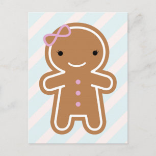 Carte Postale Cookie Cute Kawaii Gingerbread Girl