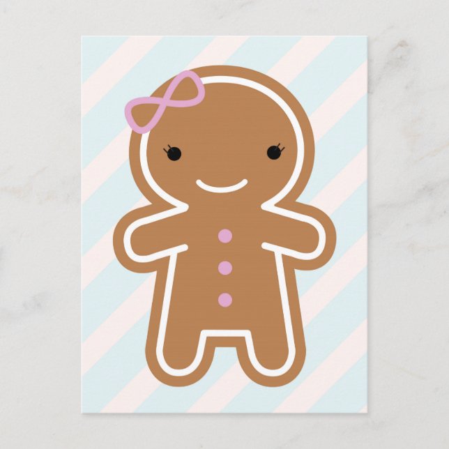 Carte Postale Cookie Cute Kawaii Gingerbread Girl (Devant)