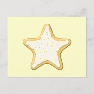 Carte Postale Cookie étoile glacée. Jaune et crème.