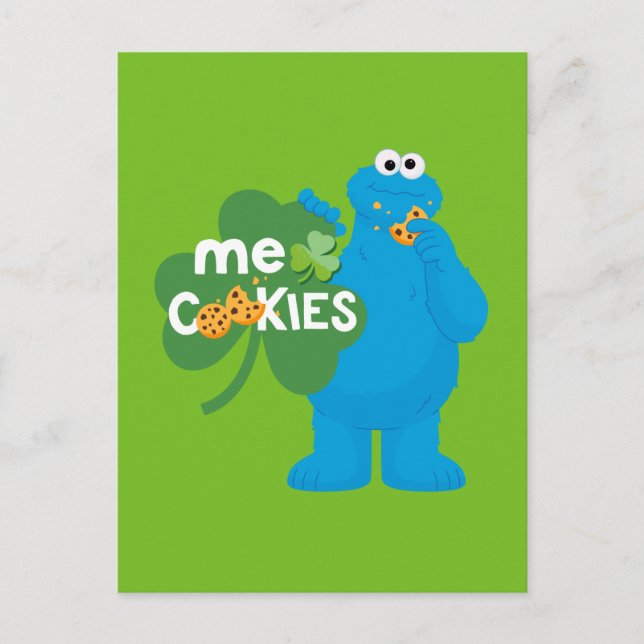 Carte Postale Cookie Monster | Amour shamrock (Devant)