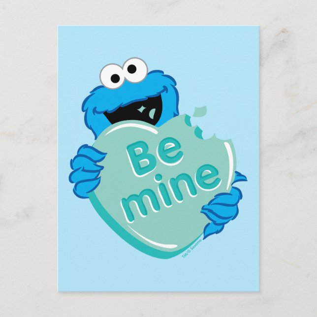 Carte Postale Cookie Monster "Be Mine" Candy Saint-Valentin (Devant)