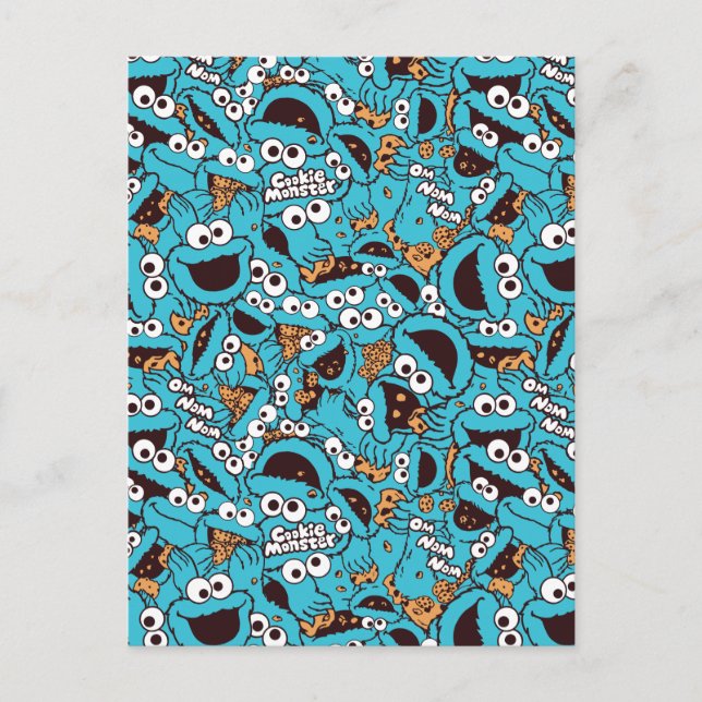 Carte Postale Cookie Monster | Nom Nom Nom Nom Motif (Devant)