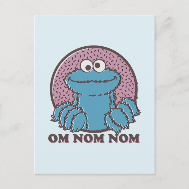 Carte Postale Cookie Monster | Om Nom Nom (Devant)