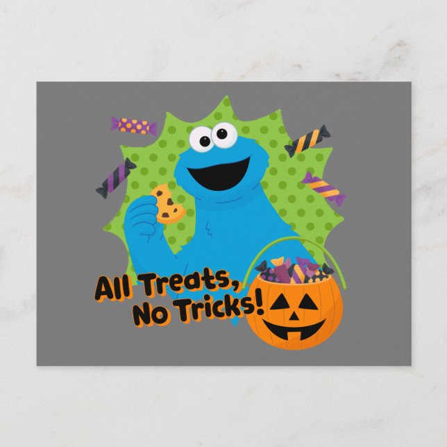 Carte Postale Cookie Monster | Tous Les Traitements, Pas De Truc (Devant)