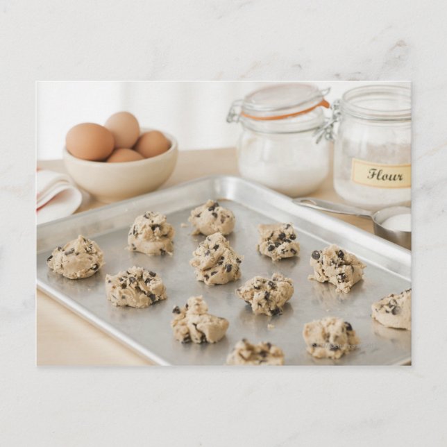 Carte Postale Cookies crus sur plateau à cuisson (Devant)