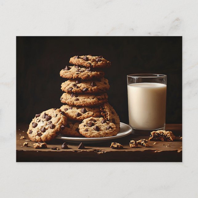 Carte Postale Cookies de chips au chocolat et peinture au lait (Devant)