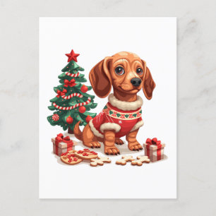 Carte Postale Cookies de Noël Dachshund Dog Holiday