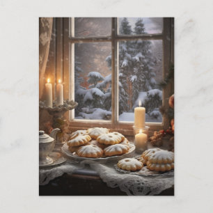 Carte Postale Cookies de Noël en journée enneigée
