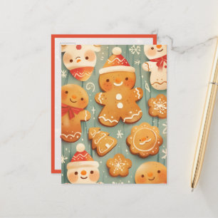 Carte Postale Cookies de pain d'épice festifs