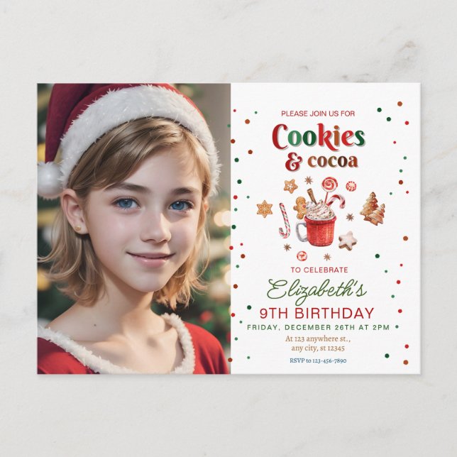 Carte Postale Cookies et cacao de fête de Noël (Devant)