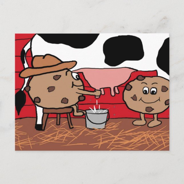 Carte Postale Cookies Milkin' Lait et cookies Conception (Devant)
