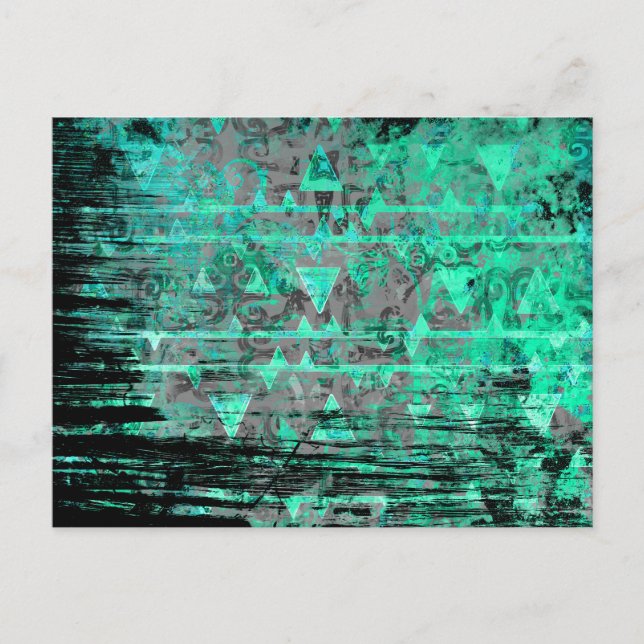 Carte Postale Cool Aqua et Grey Triangle Grunge (Devant)