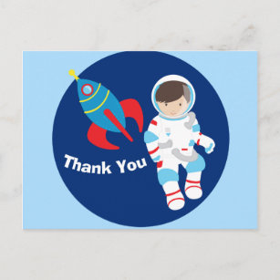 Carte Postale Cool Astronaut Rocket Ship Kids Merci