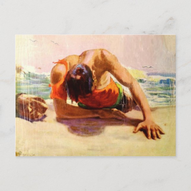 Carte Postale cool Avec Un Homme Sauvé Par La Plag (Devant)