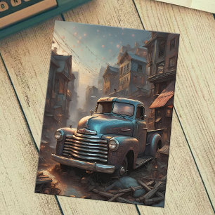 Carte Postale Cool Bleu classique camionnette Camion Vintage Ima