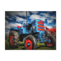 Cool Bleu Rouge Tracteur d'antiquités cadeaux pour